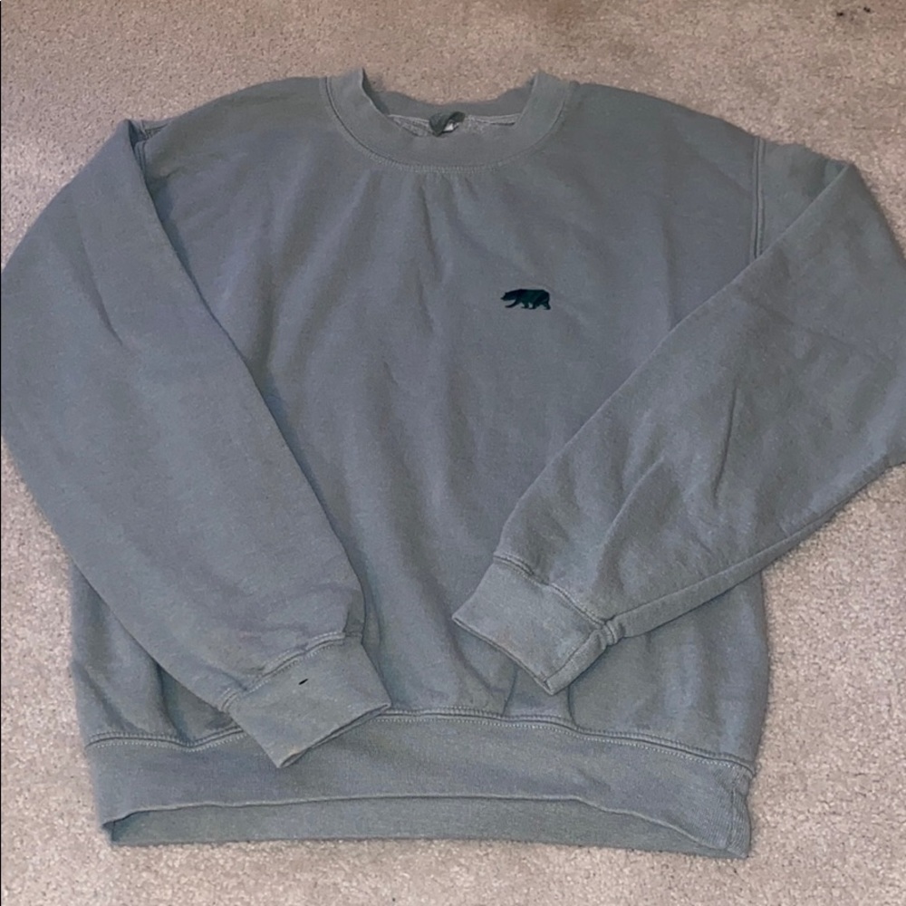 Brandy Melville Green bear crewneck sweater